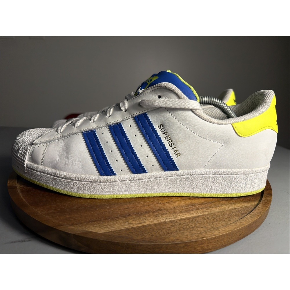 Adidas Superstar Laceless Originals White Blue Yellow FV3020 Mens Size 12